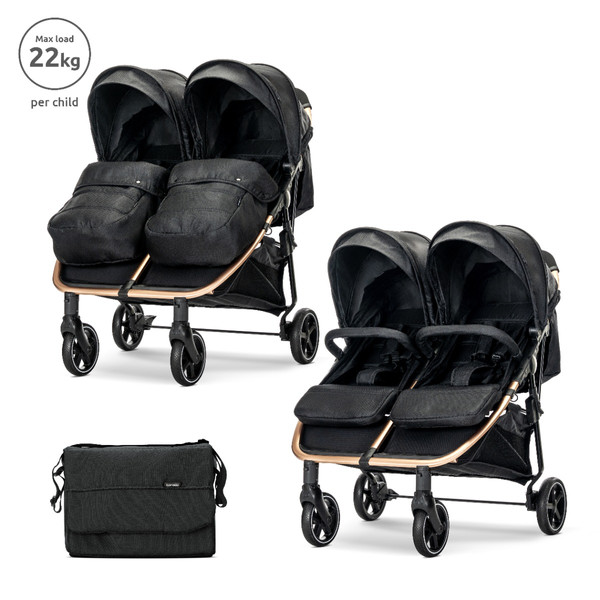 Lorelli Duo Black/Gold Duowagen incl. Luiertas