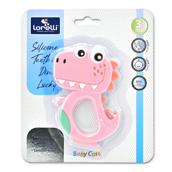 Lorelli Lucky Dino Pink Siliconen Bijtring 1021082-0001