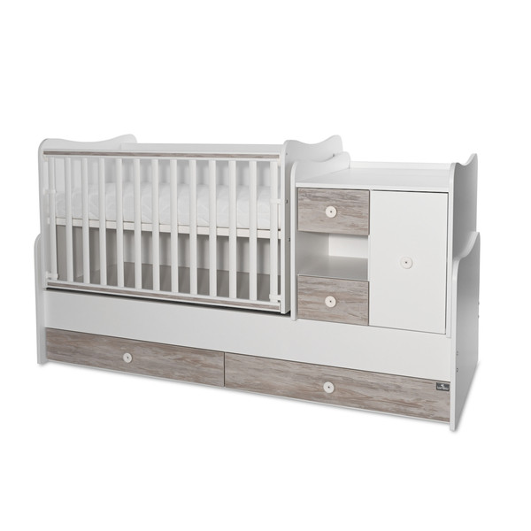 Lorelli Mini Max White/Artwood 2-in-1 Bed en Commode 1015050-0030A