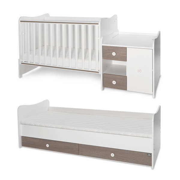 Lorelli Mini Max White/Coffee 2-in-1 Bed en Commode 1015050-0027A