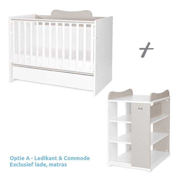 Lorelli Multi White/Beige 2-in-1 Bed en Commode 1015057 0037A