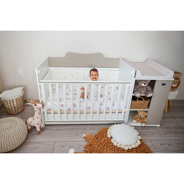 Lorelli Multi White/Beige 2-in-1 Bed en Commode 1015057 0037A