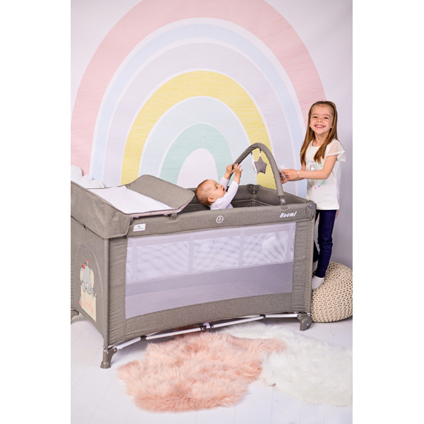 Lorelli Noemi Plus Fog Beige Star Campingbed Met Bodemverhoger 1008056-2217