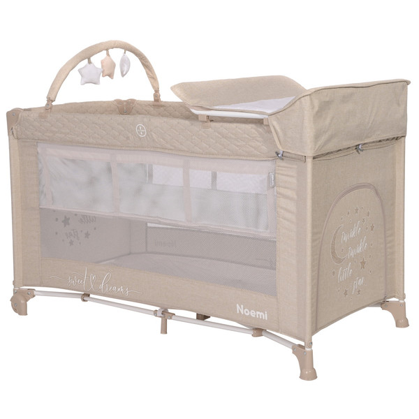 Lorelli Noemi Plus Fog Beige Star Campingbed Met Bodemverhoger 1008056-2217