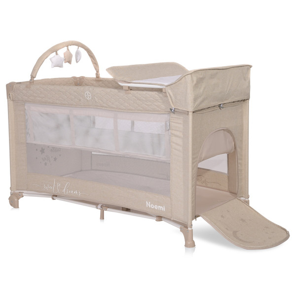 Lorelli Noemi Plus Fog Beige Star Campingbed Met Bodemverhoger 1008056-2217