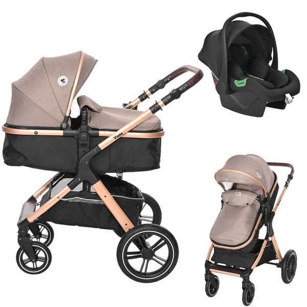 Lorelli Viola Pearl Beige 3-in-1 Combi Kinderwagen incl. Spirit Autostoel