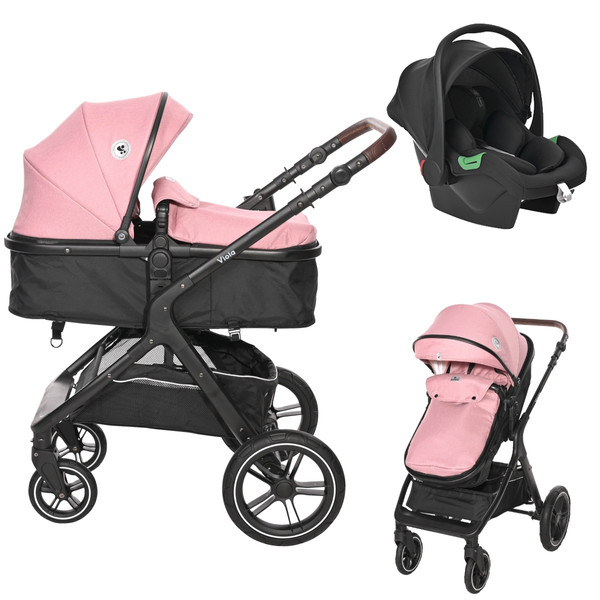 Lorelli Viola Pink 3-in-1 Combi Kinderwagen incl. Spirit Autostoel