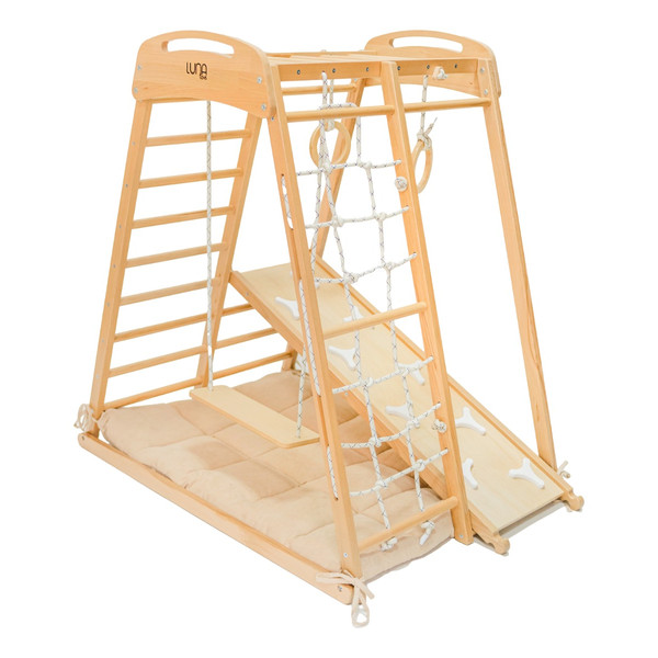 Luna Toys Houten 4-in-1 Klimtoestel incl. Speelmatras