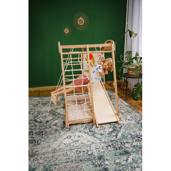 Luna Toys Houten 4-in-1 Klimtoestel incl. Speelmatras