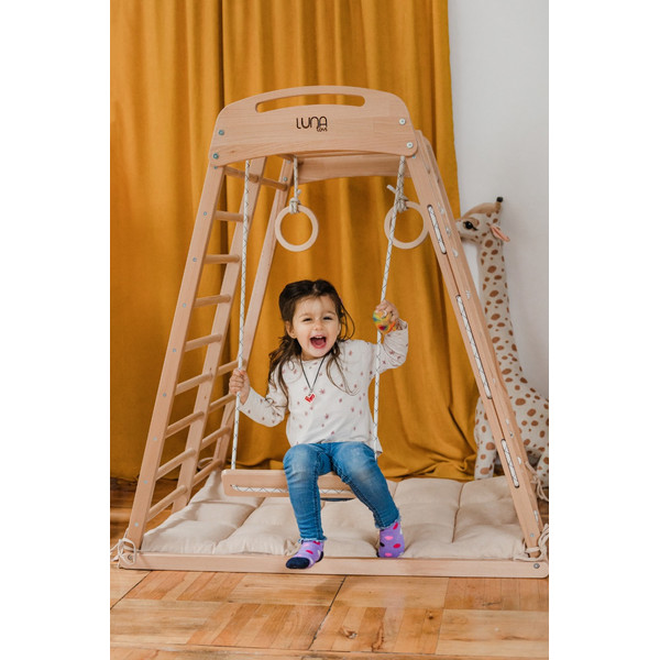 Luna Toys Houten 4-in-1 Klimtoestel incl. Speelmatras