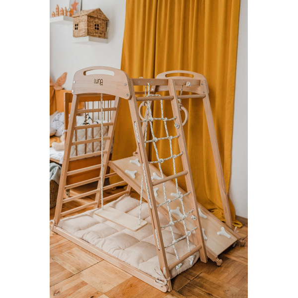 Luna Toys Houten 4-in-1 Klimtoestel incl. Speelmatras