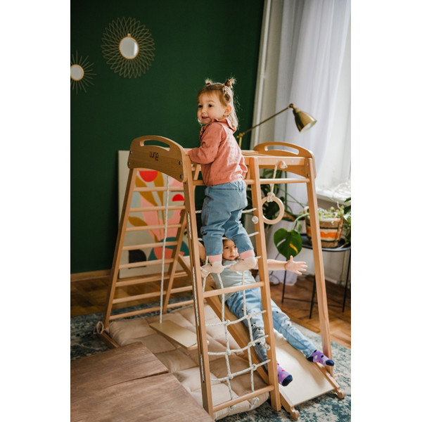 Luna Toys Houten 4-in-1 Klimtoestel incl. Speelmatras