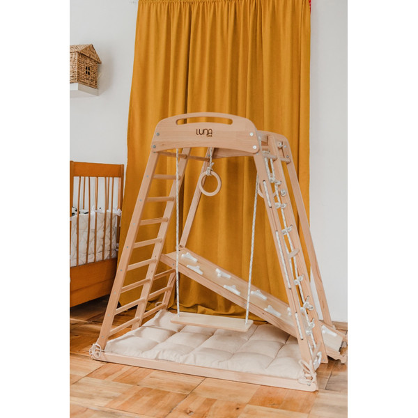 Luna Toys Houten 4-in-1 Klimtoestel incl. Speelmatras