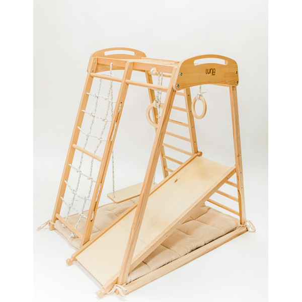 Luna Toys Houten 4-in-1 Klimtoestel incl. Speelmatras