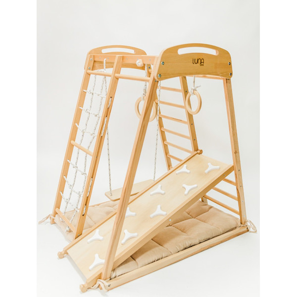 Luna Toys Houten 4-in-1 Klimtoestel incl. Speelmatras