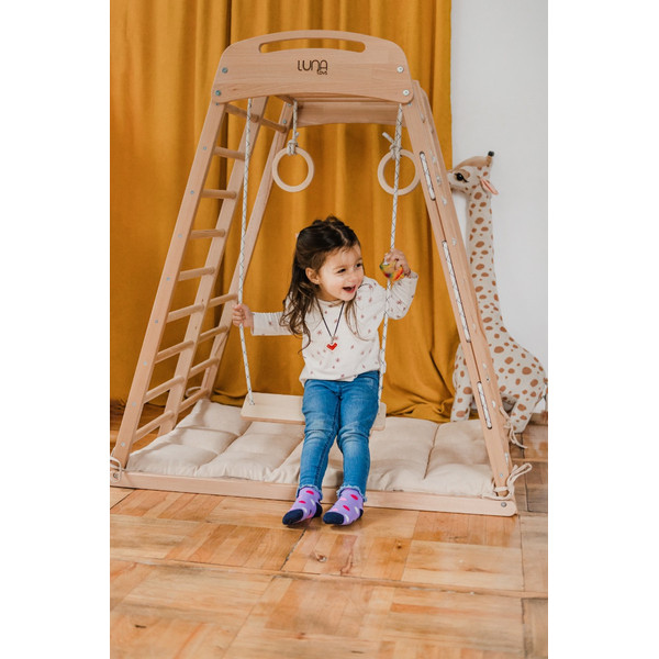 Luna Toys Houten 4-in-1 Klimtoestel incl. Speelmatras