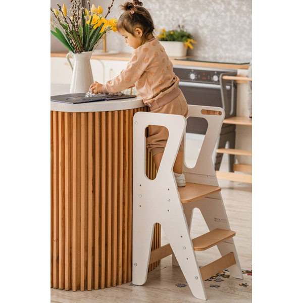 Luna Toys Wit Houten Leertoren Keukenhulp LU-00552