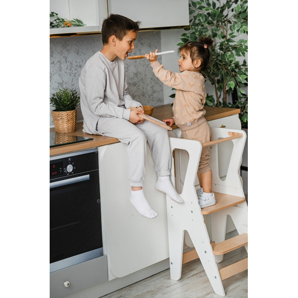 Luna Toys Wit Houten Leertoren Keukenhulp LU-00552