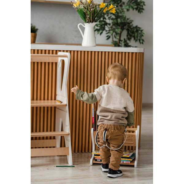 Luna Toys Wit Houten Leertoren Keukenhulp LU-00552