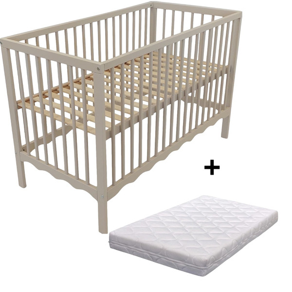 MamaLoes Luno Wave Beige 60 x 120 cm Ledikant + Ledikantmatras