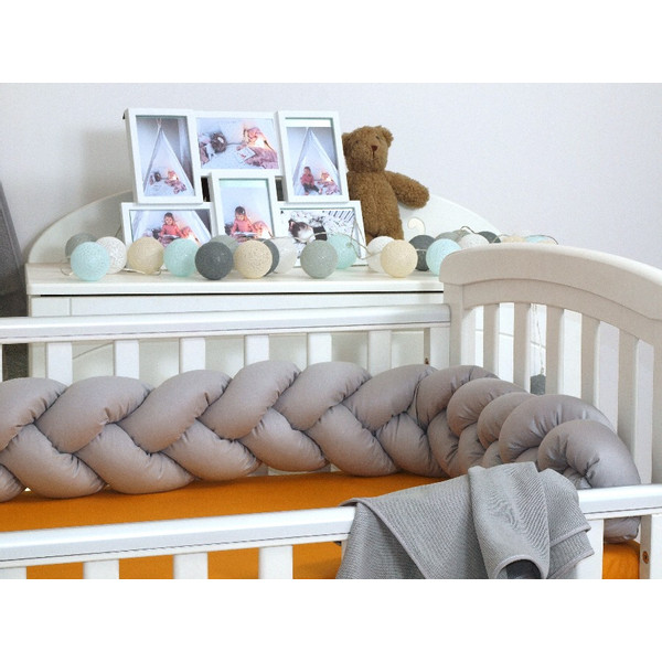 MamaLoes Amy Pure Grijs 2-in-1 Babynest en Braided Bedbumper 80661
