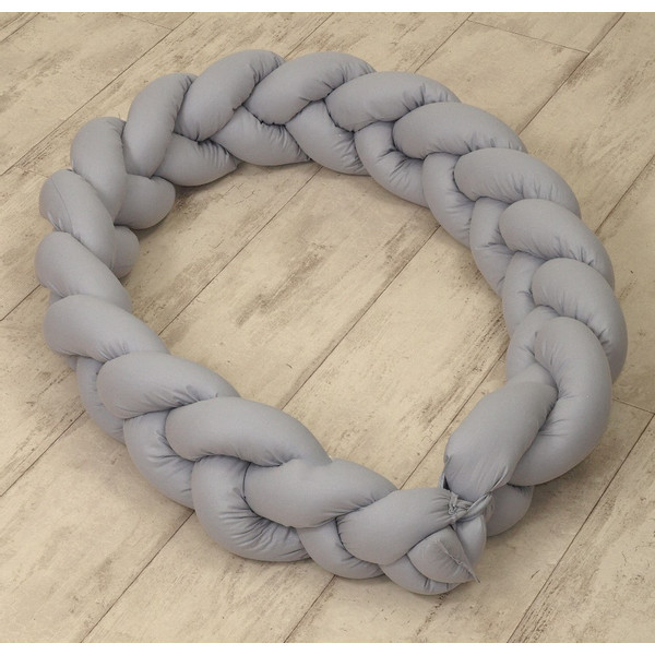 MamaLoes Amy Pure Grijs 2-in-1 Babynest en Braided Bedbumper 80661
