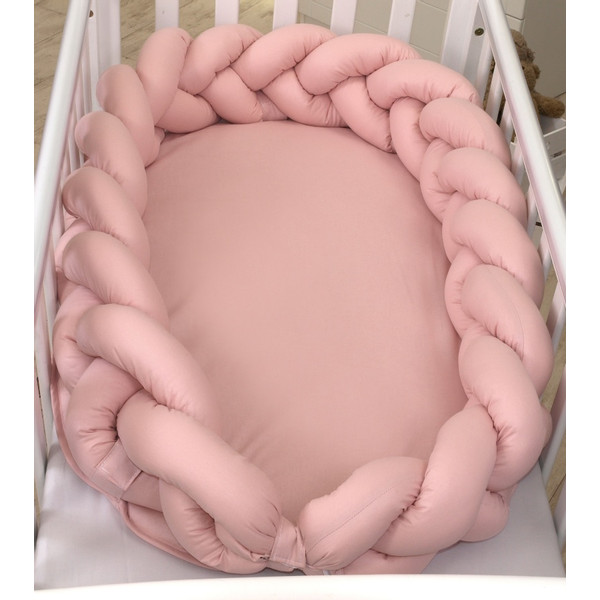 MamaLoes Amy Pure Roze 2-in-1 Babynest en Braided Bedbumper 80662