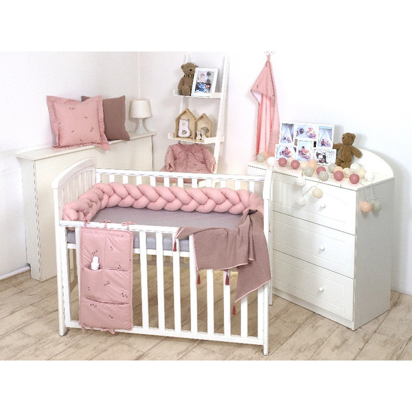 MamaLoes Amy Pure Roze 2-in-1 Babynest en Braided Bedbumper 80662