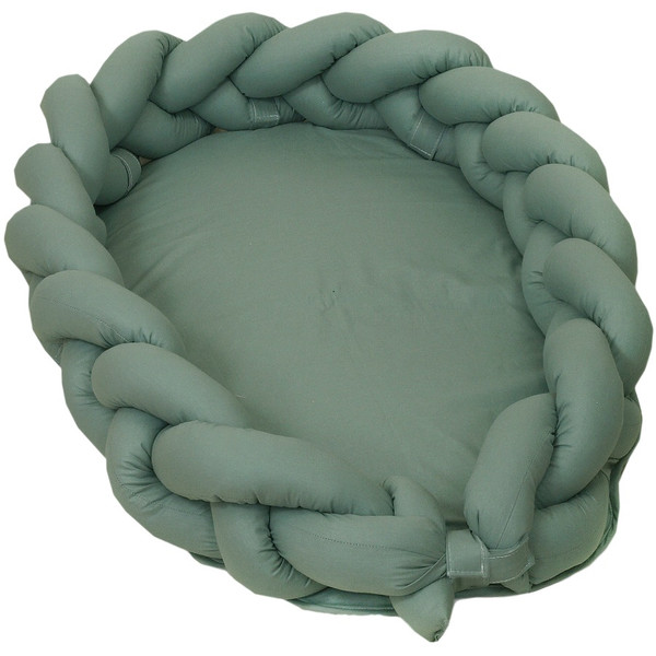 MamaLoes Amy Pure Stonegreen 2-in-1 Babynest en Braided Bedbumper 80663