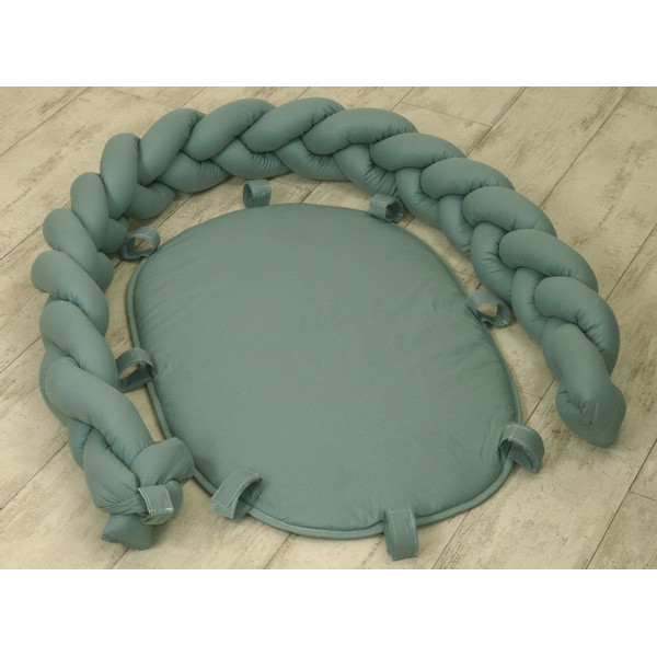 MamaLoes Amy Pure Stonegreen 2-in-1 Babynest en Braided Bedbumper 80663
