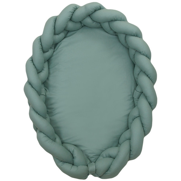 MamaLoes Amy Pure Stonegreen 2-in-1 Babynest en Braided Bedbumper 80663
