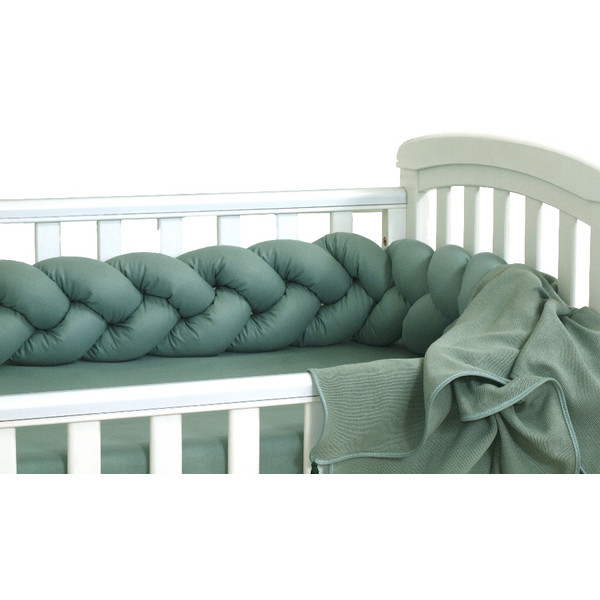 MamaLoes Amy Pure Stonegreen 210 cm Braided Bedbumper 80122