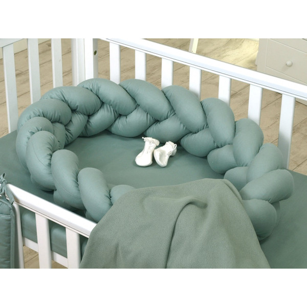 MamaLoes Amy Pure Stonegreen 210 cm Braided Bedbumper 80122