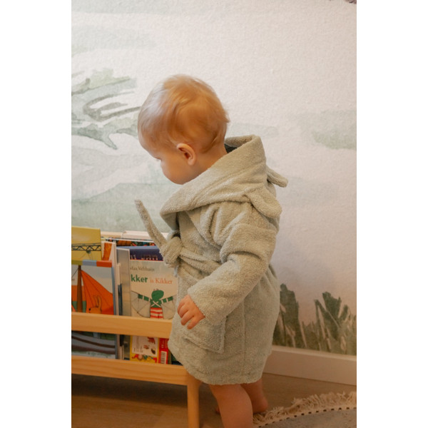 MamaLoes Beer Badstof Stone Green 1-2jr Kinder Badjas ML010313
