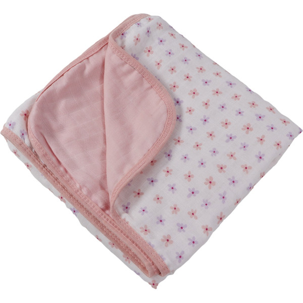 MamaLoes Bloemen Roze 3-Laags Hydrofiel 75 x 100 cm Wiegdeken