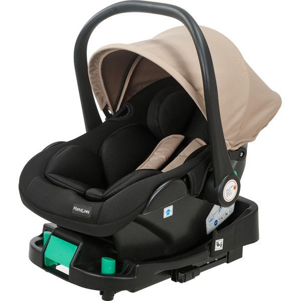 Set MamaLoes Bodi Nougat/Zwart: Kinderwagen, Autostoel, Base, Wieg, Schommel & Stoel