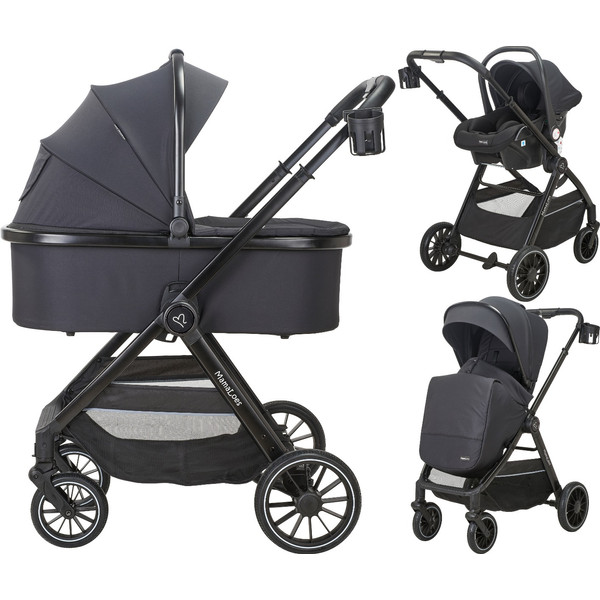 MamaLoes Bodi Zwart 3-in-1 Kinderwagen incl. Autostoel