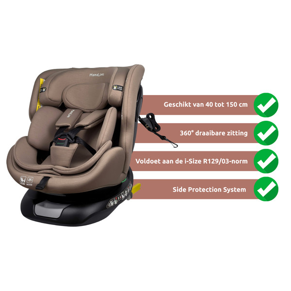 MamaLoes Joah Sand 40-150 cm 360° i-Size Autostoel