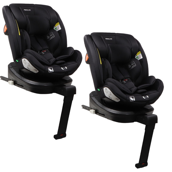 MamaLoes Lio Zwart 40-150 cm 360° i-Size Autostoel - Set van 2