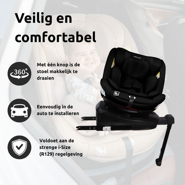 Weekendaanbieding: MamaLoes Lio Nougat 40-150 cm 360° i-Size Autostoel