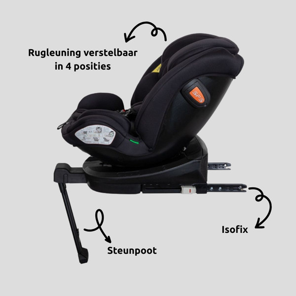 Weekendaanbieding: MamaLoes Lio Nougat 40-150 cm 360° i-Size Autostoel