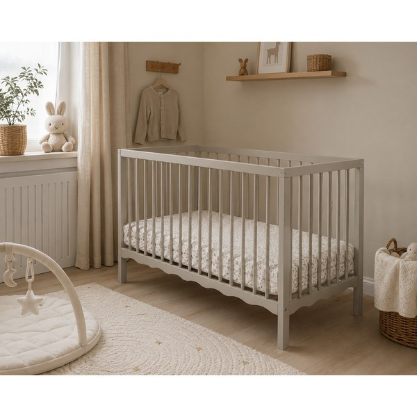 MamaLoes Luno Wave Wit 60 x 120 cm Ledikant + Ledikantmatras