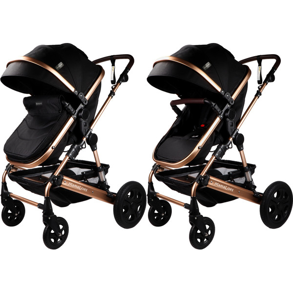 MamaLoes Marly Zwart/Antraciet 3-in-1 Combi Kinderwagen incl. Autostoel ML050103