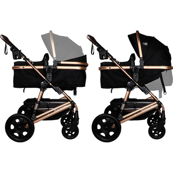 MamaLoes Marly Zwart/Antraciet 3-in-1 Combi Kinderwagen incl. Autostoel ML050103