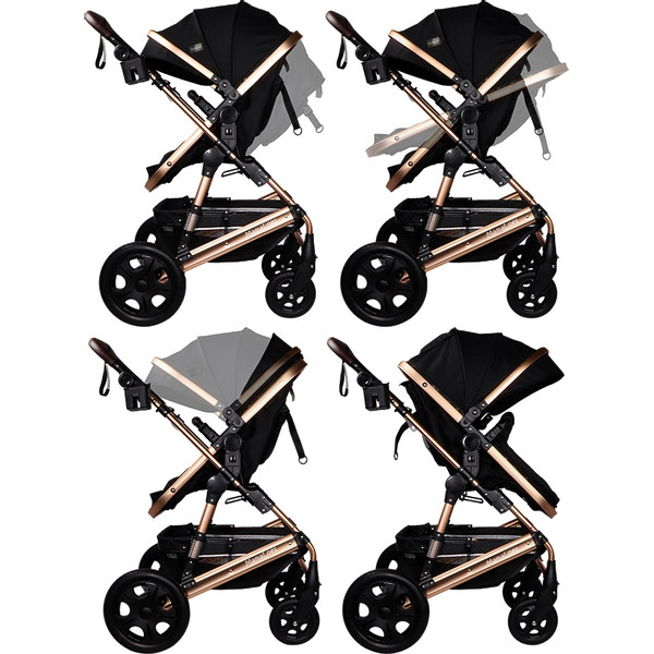 MamaLoes Marly Zwart/Antraciet 3-in-1 Combi Kinderwagen incl. Autostoel ML050103