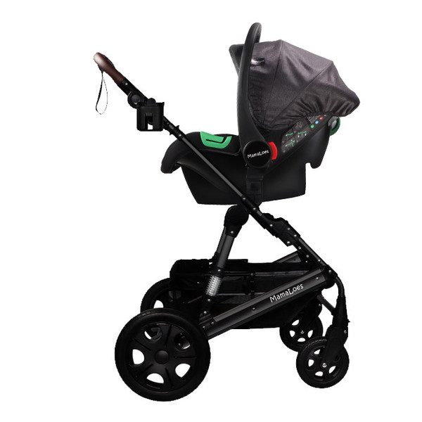 Set MamaLoes Marly Antraciet/Beige: Kinderwagen, Autostoel, Wieg, Schommel en Stoel