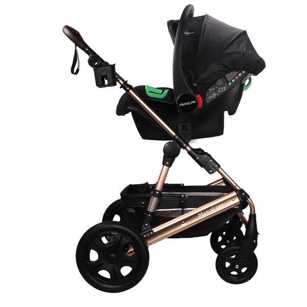 MamaLoes Marly Zwart/Rose 3-in-1 Combi Kinderwagen incl. Autostoel ML050102