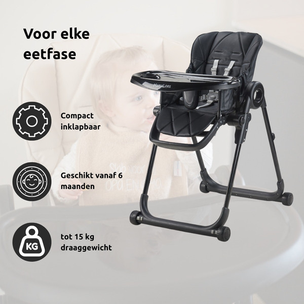 MamaLoes Mason Zwart Kinderstoel