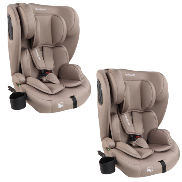 MamaLoes Mick Taupe Isofix 76-150 cm i-Size Autostoel - Set van 2