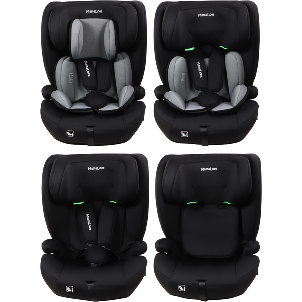 MamaLoes Mick Zwart/Grijs Isofix 76-150 cm i-Size Autostoel ML050226